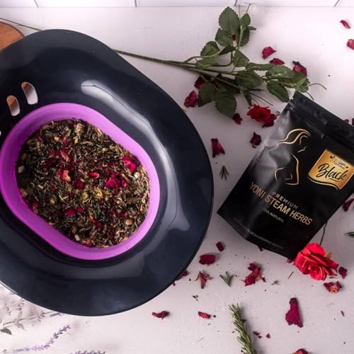 Image of Fivona Black 4-in-1 Yoni Care Steam Kit Includes Feminine V Oil, Sitz Bath Seat, Yoni Steaming Herbs and Storage Bag - Effective Detox pH Balance Cleansing and Moisturizing