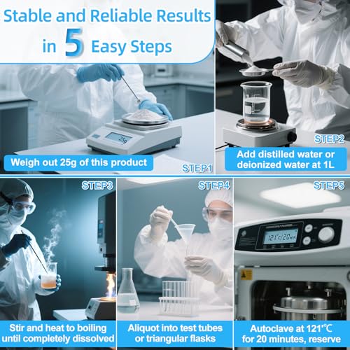 Image of LB Broth Medium Powder, 250g /Bottle, Laboratory Grade with Tryptone, Yeast Extract & Sodium Chloride, LB Broth Media for Laboratory Bacterial Culture, 1 Bottles /Case