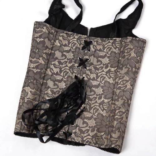 Image of Women's Lace up Gothic Jacquard Shoulder Straps Tank Overbust Shaper Corset Bustiers Top