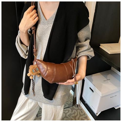 Crescent Shoulder Bags for Women, Trendy Vintage Hobo Handbag Y2K Dumpling Crossbody Purse With Zipper Closure4
