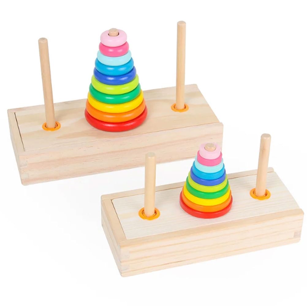 ttnmrc Montessori Wooden Rainbow Color Stacking Rings Logic Game