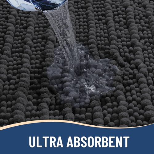Image of Arotive Luxury Large Bathroom Rugs 40x32, Extra Soft Thick Absorbent Shaggy Chenille Bath Rugs, Machine Wash Dry, Bath Mats for Bathroom Floor, Tub and Shower, Home Decor Accessories, Dark Grey