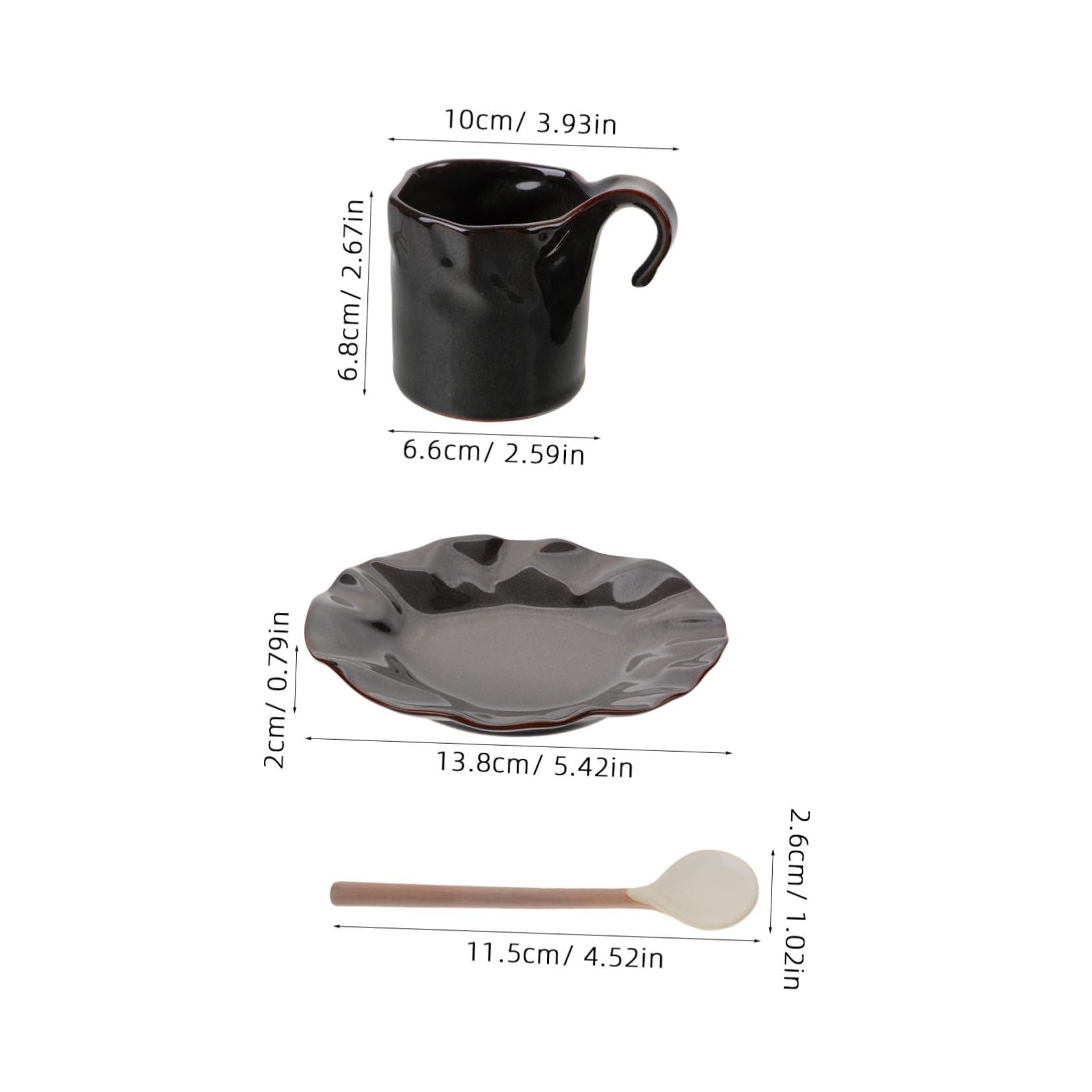 Alipis Tasse à Café en Céramique 150ml avec Soucoupe, Bord Lisse et Anse Pratique, pour Maison et Restaurant, Style Simple