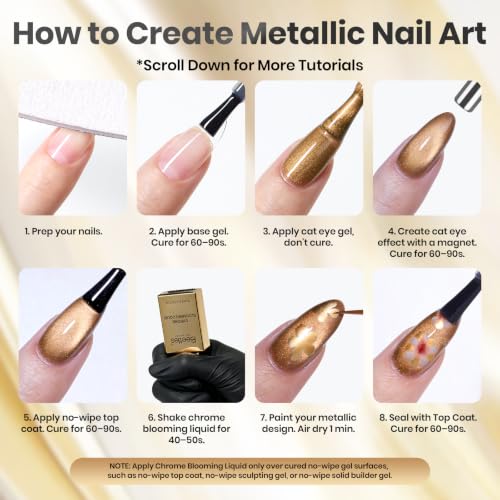 Image of Beetles Air-Dry Chrome Blooming Liquid Nail Art Paint Silver & Gold 2x10ml