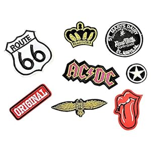 Beyond Patch Sticker 8 stuks patch kleding patch AC/DC, Route 66, tong, origineel, ster en meer