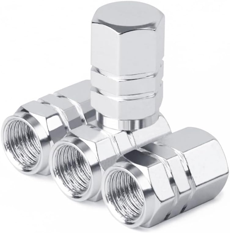 Set of 4 Car Valve Caps for Audi Coupe A5 /e-tron/PB18 /Q3 /R8/RS 5/S5/TT/TT RS/TTS, Universal Tyre Valve Caps Tyre Valve Caps Car Valve Cap Dust Protection Caps Accessories, B Silver