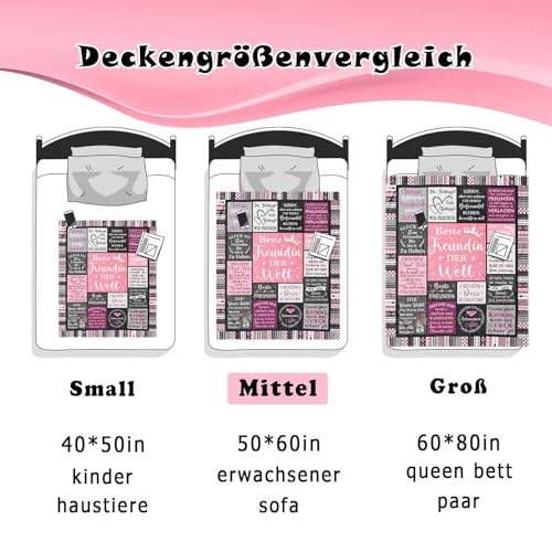YESTUTI Beste Freundin Geschenke, Geschenk Beste Freundin Geburtstag, Bestie Freundschaft Geschenke, Freundinnen Geschenkideen Geschenk, Geburtstagsgeschenk für Frauen Frau, Decke 150x130CM