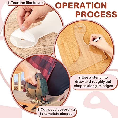 frienda 6 pcs charcuterie board template acrylic router template cutting board for woodworking thick handle with 3 pens angled curvy stencils guide tools for kitchenclassic