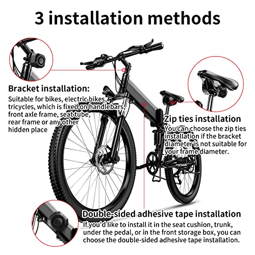 Fahrrad Alarmanlage,Rupse 110dB Fahrradalarmanlagen mit Fernbedienung Wiederaufladbarer wasserdichter Diebstahlschutz Bike Alarm, drahtloser Fahrradalarm für Motorrad, Fahrzeug,Scooter Roller - Image 7