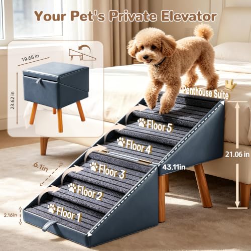 Image of Pet Stairs for beds Foldable Dog Steps for high beds