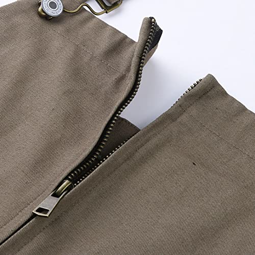 Miuersa Men's Retro Bib Overalls Casual Loose Fit Solid Color Work Cargo Pants Zip Up Adjustable Jumpsuit Big And Tall Bronze #TOP5
