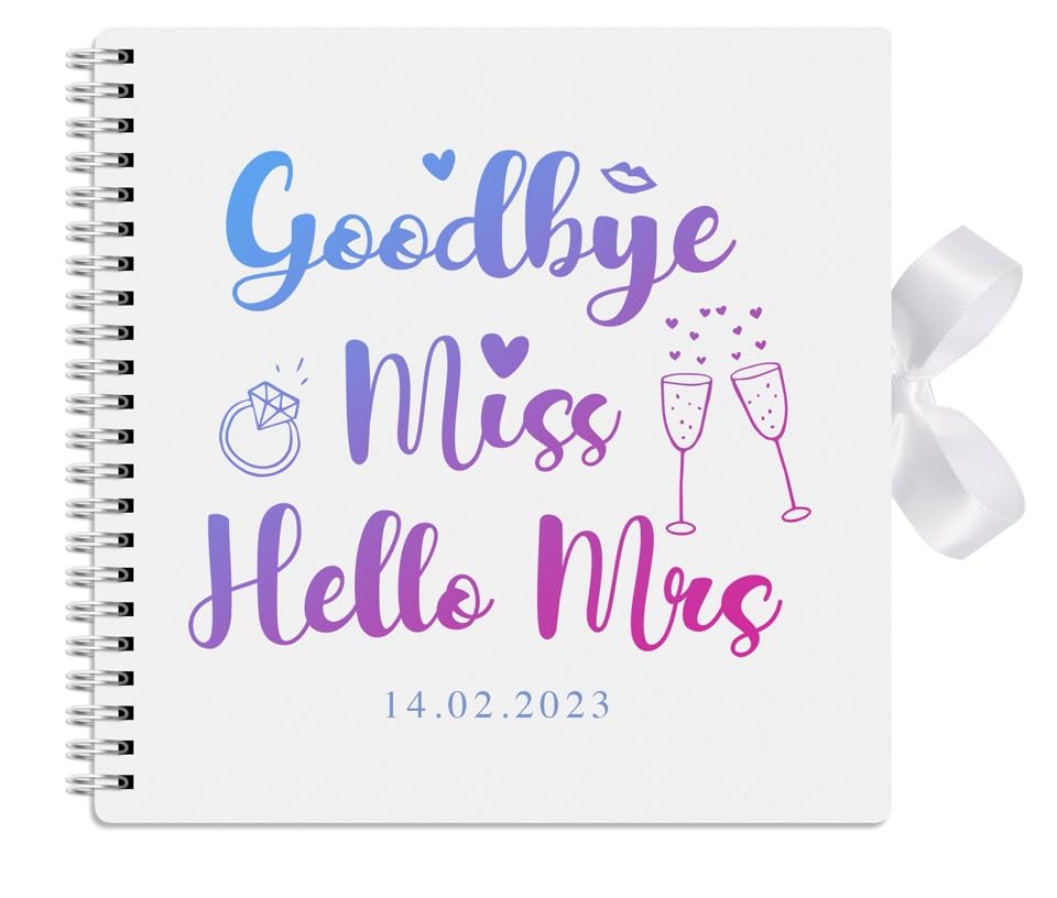 Personalised Hen Party Guest Book Ombre Team Bride Keepsake Gift with Ribbon Closure - 15cm x 15cm - 50 Sheets (Purple) — image 1