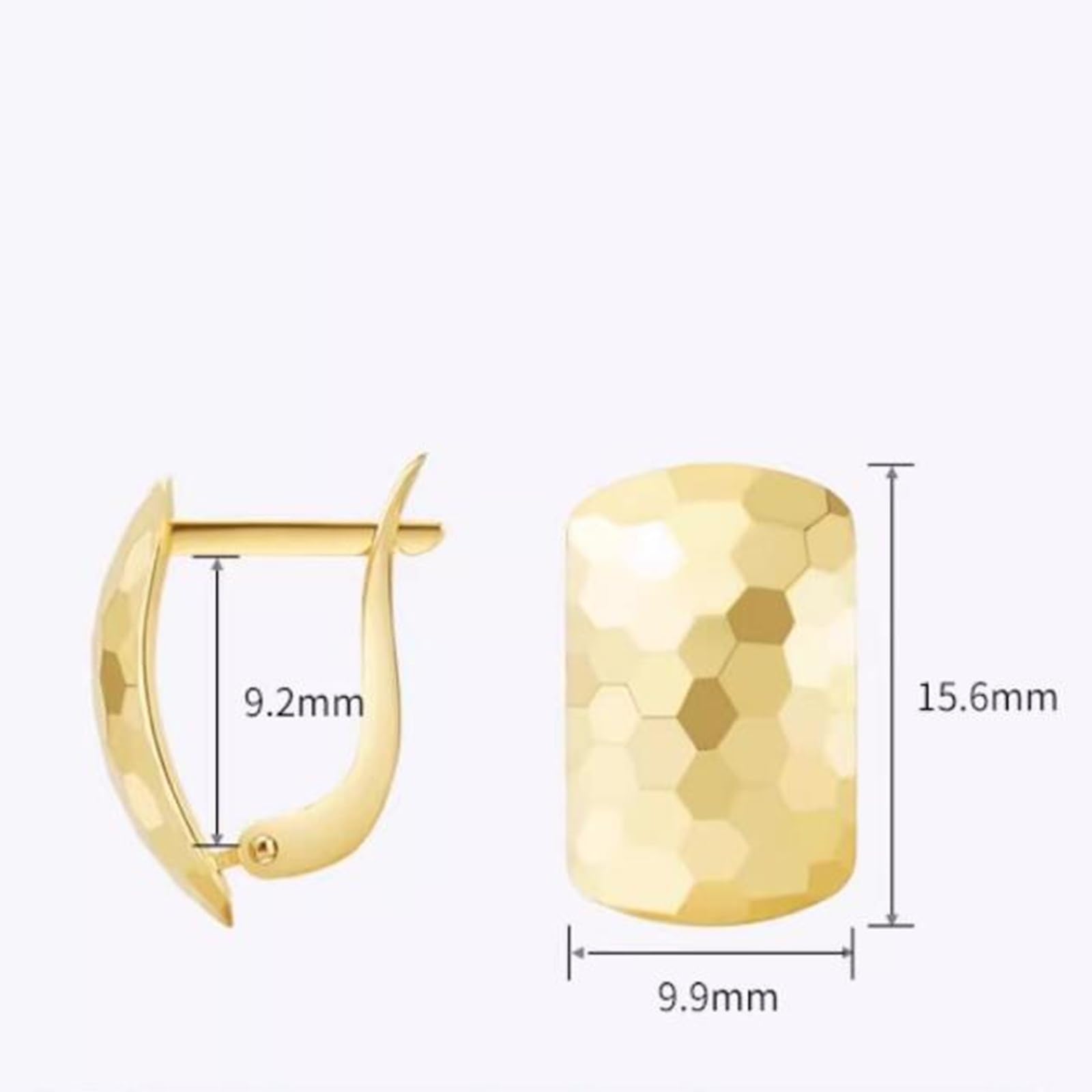 Pendientes de aro dorados pequeños de oro amarillo con patrón de panal, aretes amarillos para mujer