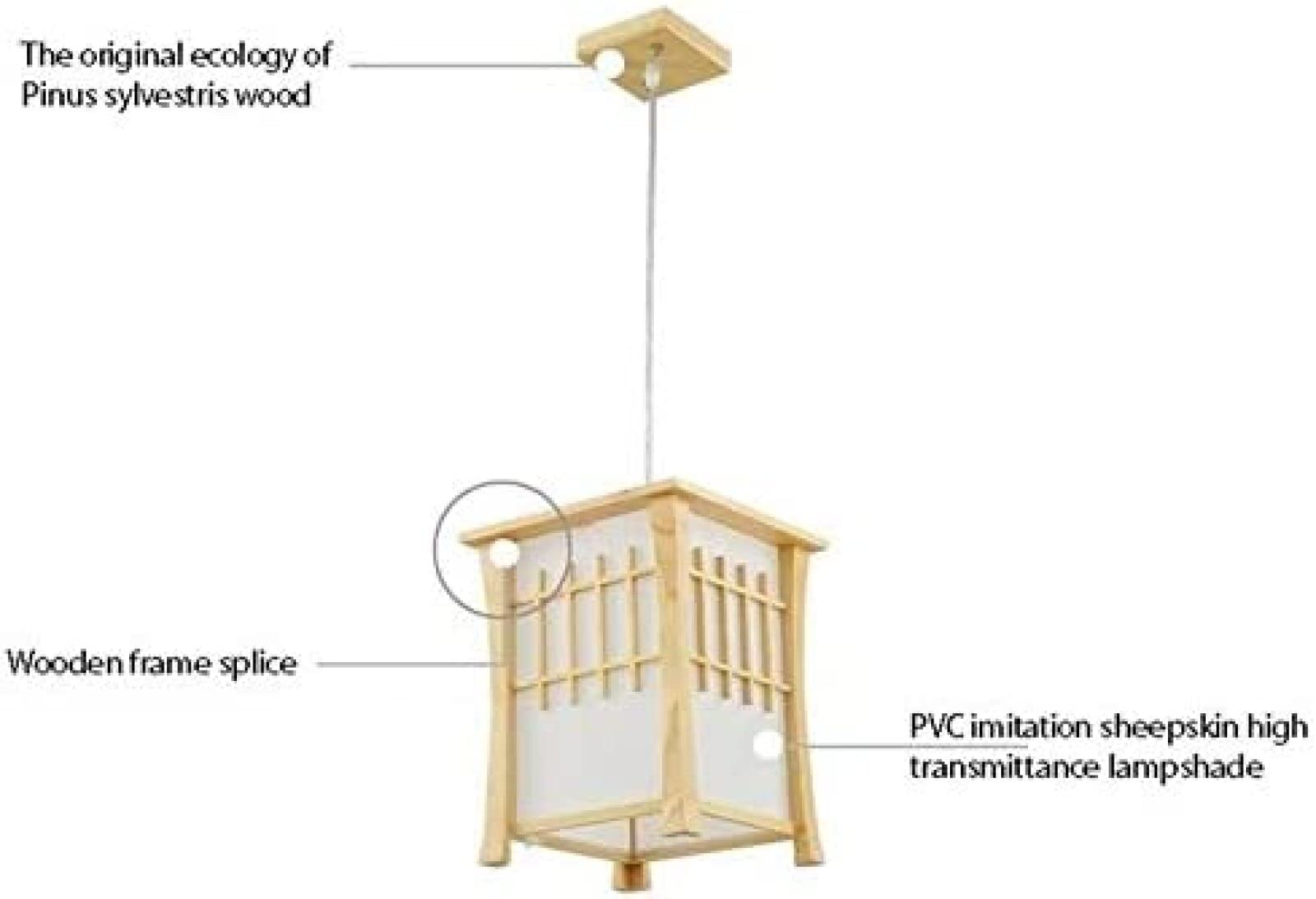 Japoński prosty kwadratowy pergaminowy klosz z litego drewna sufitowa lampa wisząca oświetlenie wewnętrzna restauracja kawiarnia salon kuchnia dekoracja korytarza sufitowa lampa wisząca E27