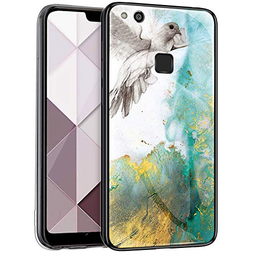 Urhause Cover Compatible with Huawei P10 Lite Case Glossy Glitter Marble Mirror Case Clear Sparkle Bumper Hard Cover Soft TPU Edge Silicone Skin Cover Shiny Bling Anti-Scratch Shockproof Cover Green