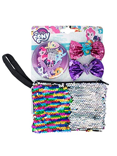 Photo de Joy Toy My Little Pony Lot de 2 Pinces à Cheveux avec Miroir, 2 Pinces à Cheveux et Un Sac à Palette Magique