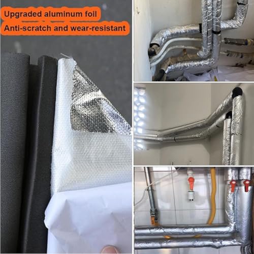 Schiuma isolante autoadesiva per tubi, con foglio di alluminio, 16-114 mm, per esterni e protezione dal gelo invernale (60 mm x 50 mm)