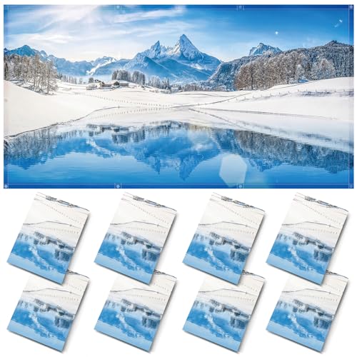 Image of ANGSYLTH 8 Pcs Fluorescent Light Covers - 4 x 2 Feet Covers for Ceiling Lights, 8 x 10 Magnetic Light Filters for Classroom, Office, Hospitals (Winter - Snow)