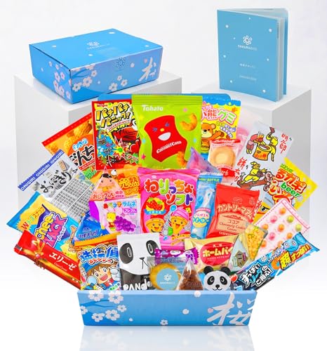 Sakura Box Japanese Candy & Snacks Dagashi Set 50 Pieces Japanese Food Gift Box