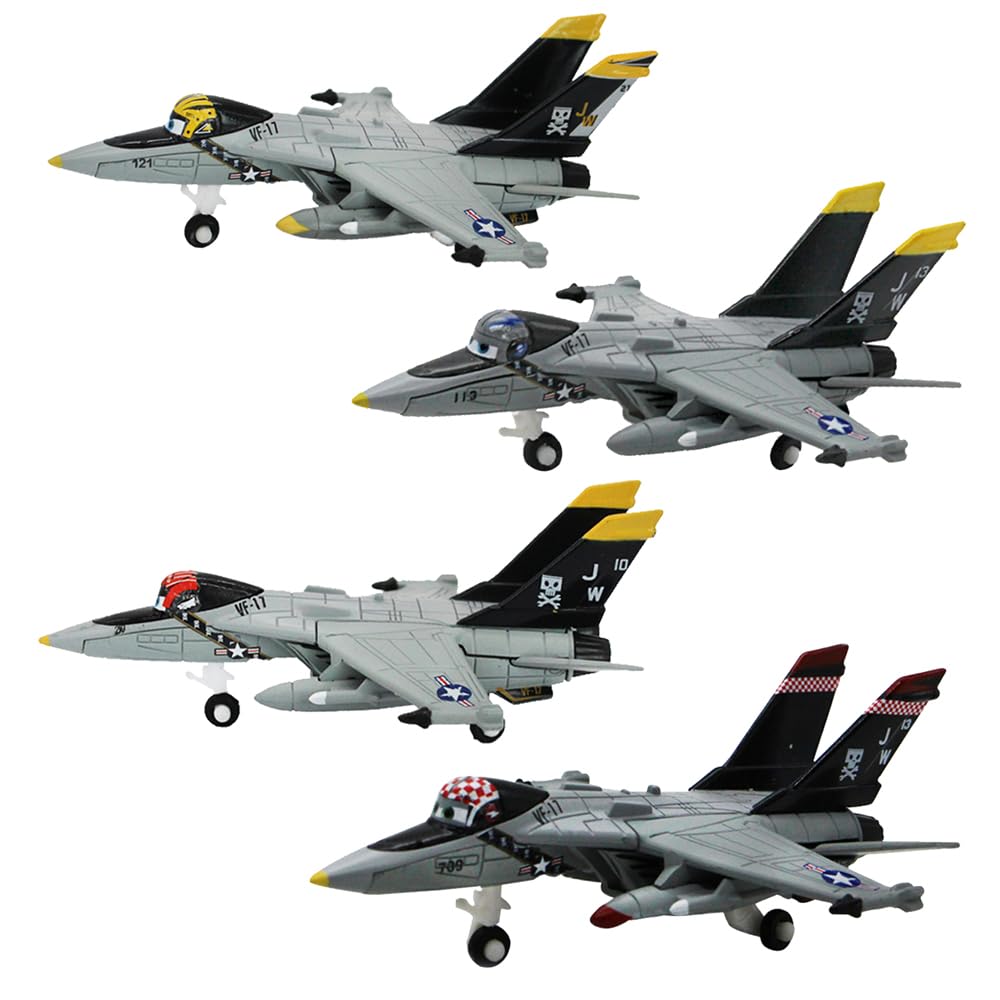 4 Pack Movie Planes Carrier Soldier Fighter Vf-17 Bravo and Echo Metal Diecast Airplane Toy Set (4 Pack VF-17 Soldiers)