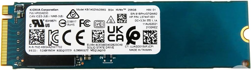 Kioxia 256GB PCIe NVMe M.2 2280 SSD Internal Solid State Drive KBG40ZNV256G OEM Package