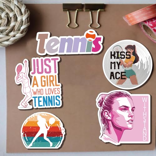Calcomanías de chica de tenis para identificar botellas y objetos deportivos 5