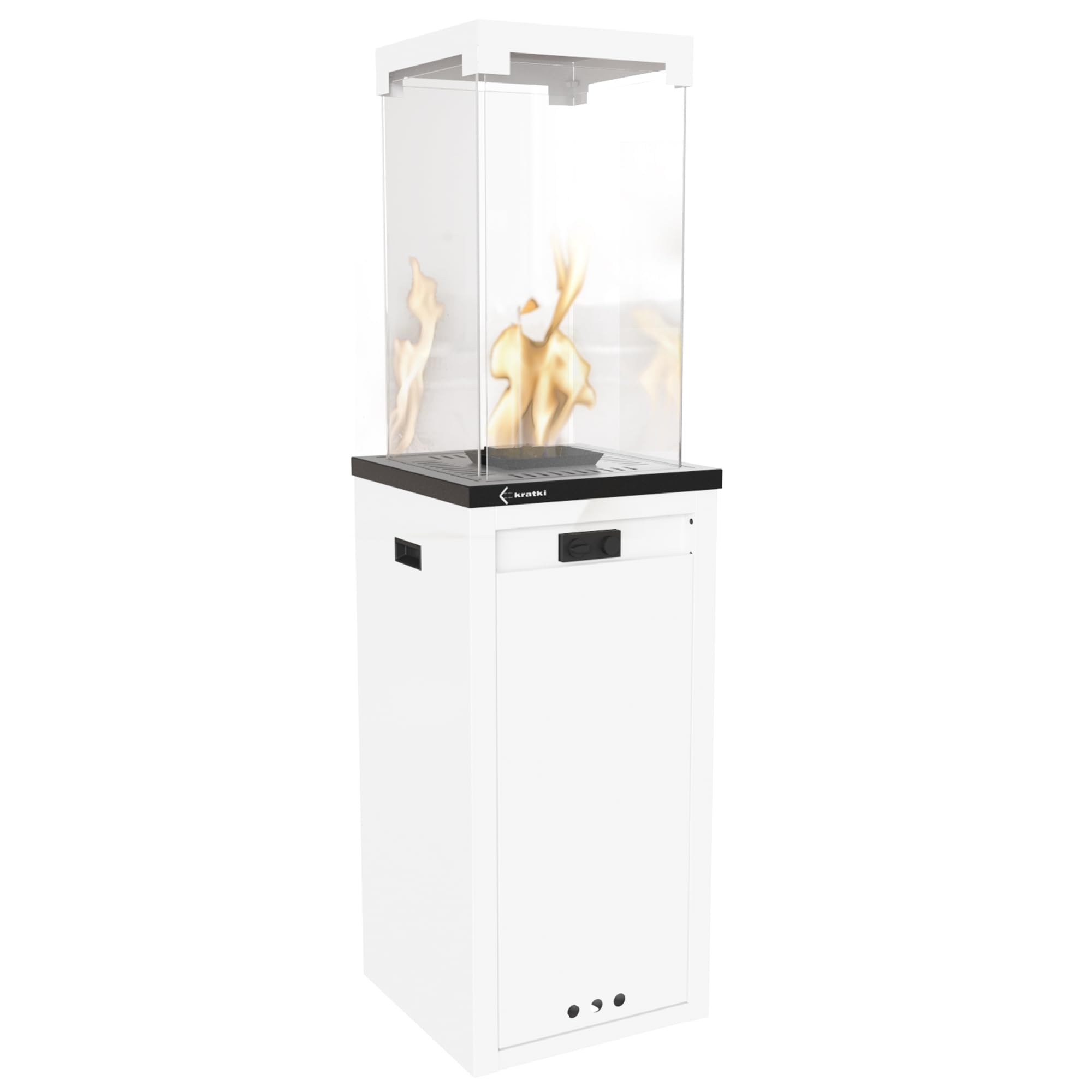 KRATKI Stufa da terrazza a gas G30/ 144,4 x 37 x 37 cm bianco Ecodesign 8,2 | Patio Light Riscaldatore a Gas Portatile 8,2 kW; Alimentato a Propano Butano G30/30mbar; Efficiente Riscaldatore per Esterni