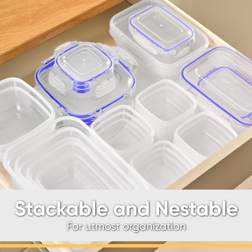 Image of Superio Plastic Food Storage Container Set, BPA Free, Sealed Containers with Airtight Lids for Pnatry, Cupboard, and Fridge- Microwave and Dishwasher Safe (10) (9 Pack)