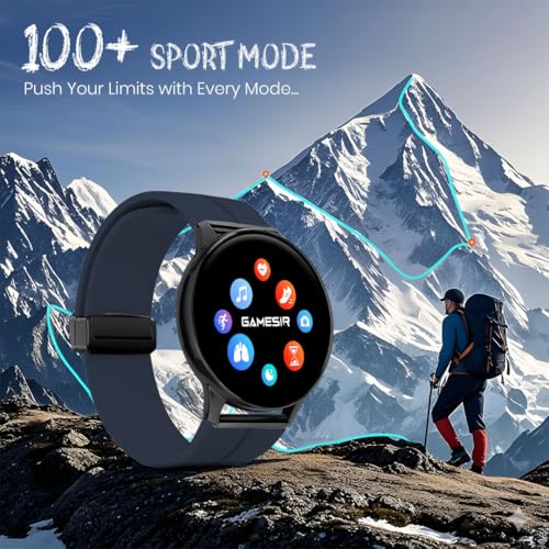 Image of GameSir Active 2 Smartwatch for Men & Women, 1.39 inch HD Round Display, Bluetooth Calling, Heart Rate & SPO₂, 100+ Sports Modes, IP67, Long Battery Life for Android & iOS (Magnetic Dark Blue)