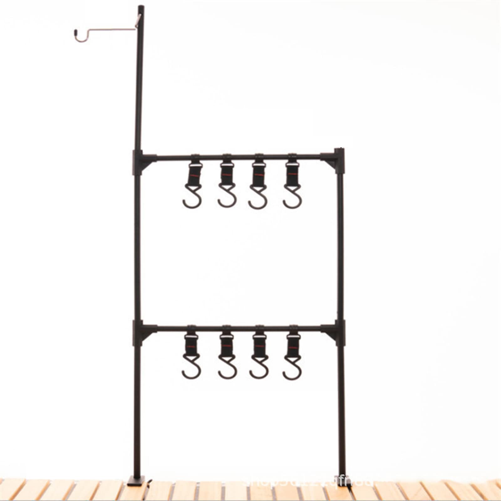 YPBEW Camping Stand Foldable Cookware Hanging Rack Camping Hanging Rack Cookware Organizer Shelf with Hooks Organizer
