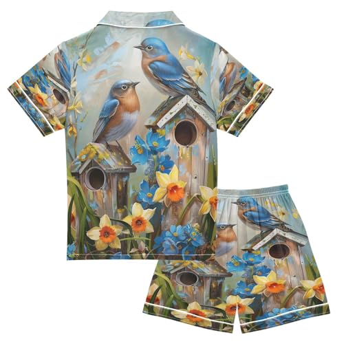 senya Pajama Sets Silky Button Down Nightwear Sleepwear Size 5-14 Years Two Bird Family2