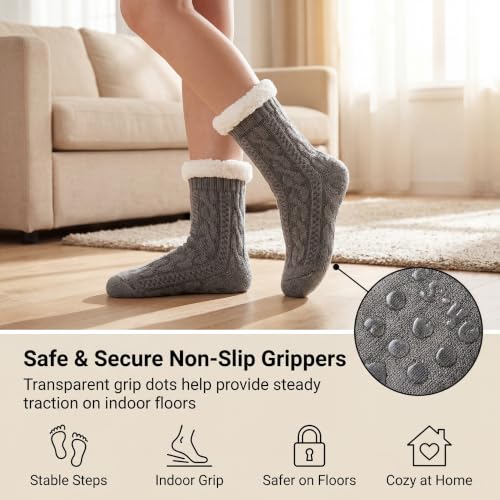 Image of The Metluks Women's Fuzzy Slipper Socks with Non-slip Grippers, Sherpa Lined Warm Cozy Gift Socks