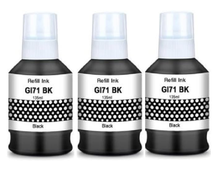 Tequo GI 71 Ink Compatible for Canon Pixma G1020, G2020, G2021, G2060, G3020, G2021, G3060 Printer (Gi 71 Black 135ml x 3pc.)