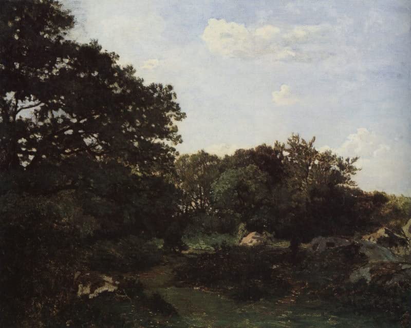 Impression d'art la forêt de Fontainebleau de Frédéric Bazille, grande toile murale de 60x90cm