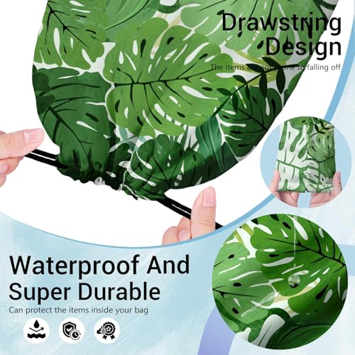 Image of Gymnastics Grip Bags Green Leaf Lightweight Small Drawstring Bag for Sport