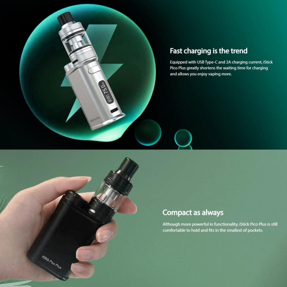 NILI E-LEAF iStick Pico Plus Kit (noir) 75W, vaporisateur E-Cig quip  d'une bobine EC-A pour rservoir Melo 4S de 4 ml, aliment par une seule  batterie 18650 (exclue), sans nicotine : Amazon.fr: