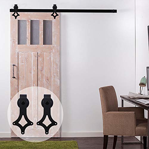 Schiebetürbeschlag Set, Laufschienen für Schiebetür Hängeschiene Schiebetürsystem Zubehörteil,für Badezimmer usw (200cm/Diamant) Cover