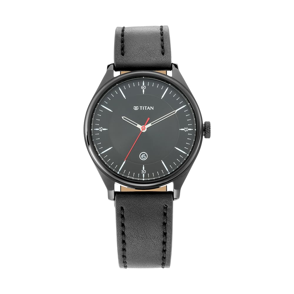 Titan Mens Analog Black Dial Black Band Leather Watch (B07XYD1LCQ) Amazon Price History, Amazon Price Tracker