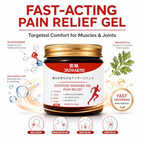 Image of Japanese Instant Pain Relief Soothing Massage Gel | Reduces Pain For Back, Neck, Shoulders & Knees | Fast Absorbing & Cooling Boosts | Enriched with Mugwort Oil, Camphor & Lactic Acid Rice Water (Pack 2 - 200g)