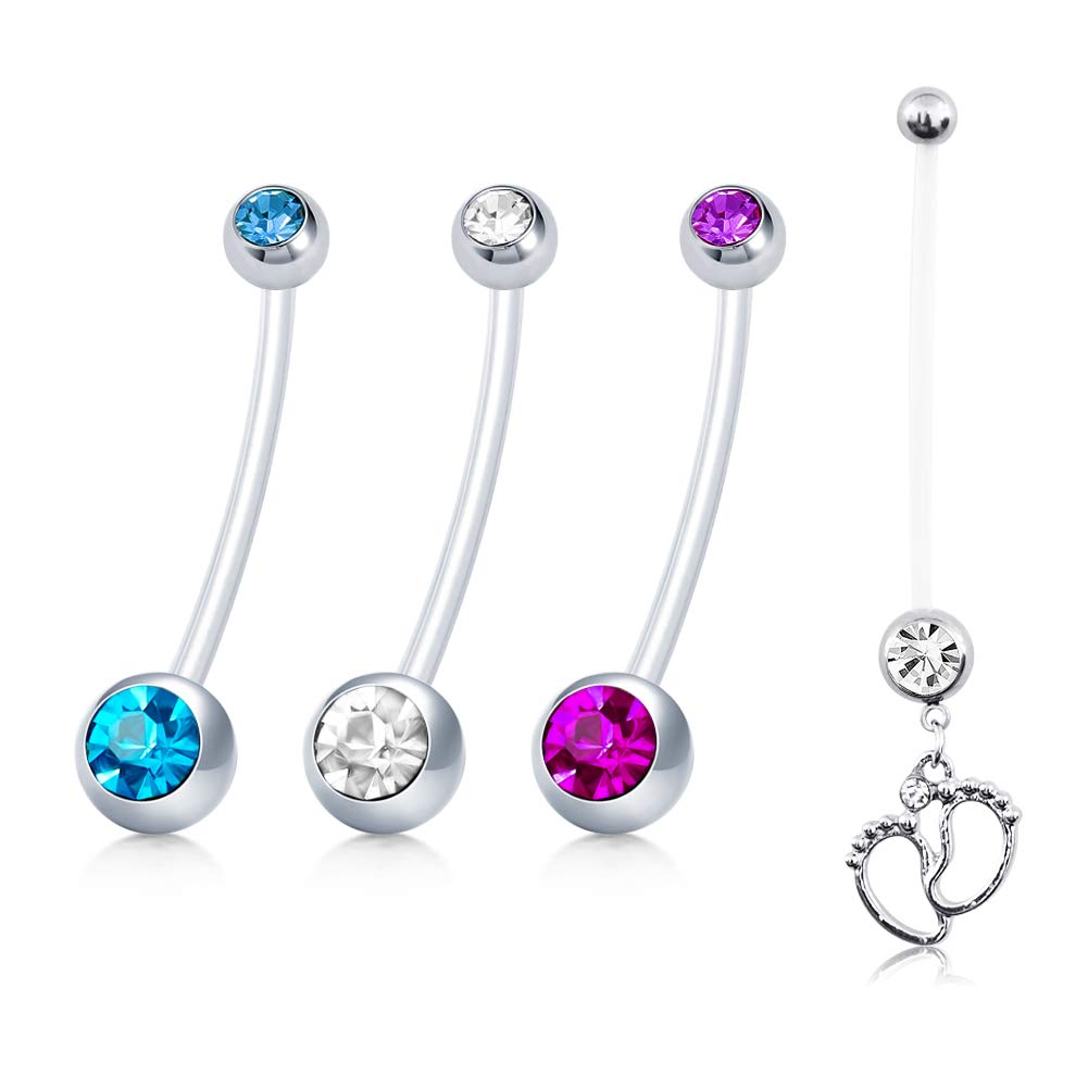 JFORYOU14G 38MM Piercing Ombligo para Mujeres Embarazadas Anillo Barras Barbell para Ombligo Joyas Corporal