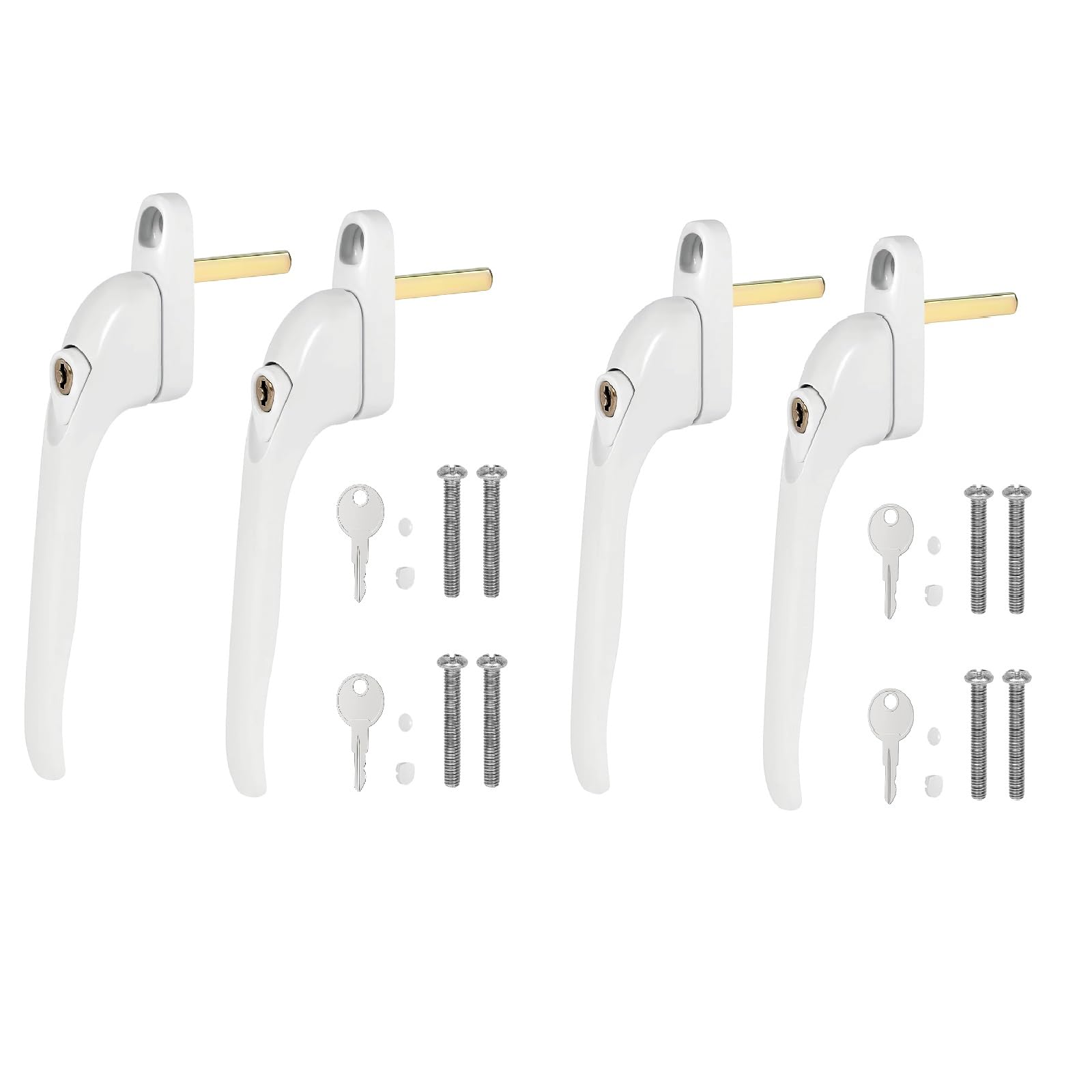 M.J COMFY-LIFE 4 Pack Universal Espag Window Handles - White 41mm Lockable Window Handles with Keys Fits UPVC, Aluminum & Double Glazed Windows Durable Zinc Alloy Construction