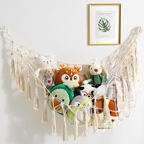 VISATOR VISATOR Spielzeug-Hängematte zur Aufbewahrung von Kuscheltieren, Teddy-Hängematte, Makramee, Boho-Teddybär-Aufbewahrungshängematte, Plüschtier-Aufbewahrungsnetz, Stofftier-Netz, Hängematte für Teddys, - Detailansicht 2 | Kinderzimmermöbel