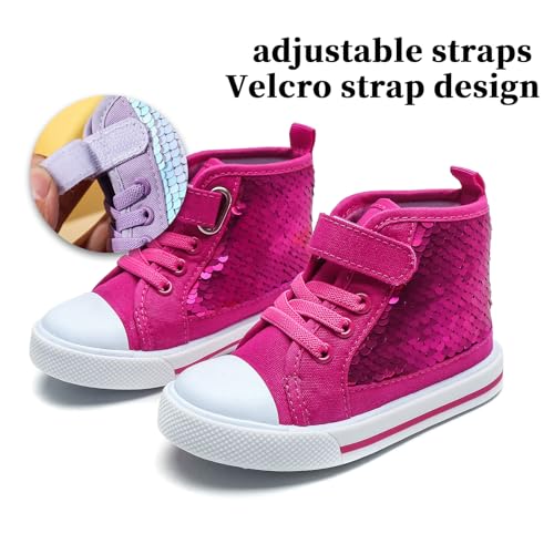 Toddler Girls Sneakers Kids High Top Casual Canvas Shoes with Sparkle Color Change Flipping Sequins2