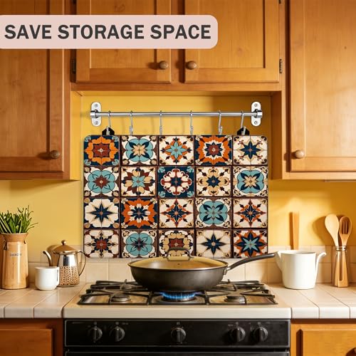 Image of Mexican Talavera Tile Stove Top Covers Pad 28 x 20 inches Dish Drying Mat Coffee Bar Mats Kitchen Decor Absorbent Pad Fit Coffee Maker Machine Dish Drying
