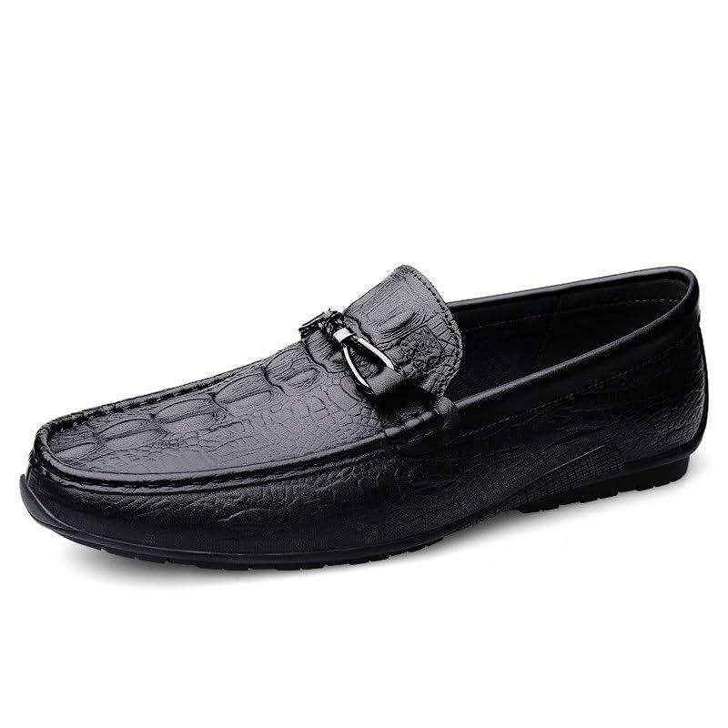 Men's Leather Oxford Dress Shoes Slip-On Round Toe Formal Business Retro Comfortable Softsole Walking Shoes