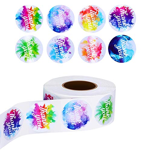 Thank You Roll Stickers, 8 Designs, 1 Inch Thank You Stickers, Thank You Small Business Labels for Flower Bouquets, Christmas Gifts Bags, Mailers Bag, Envelopes