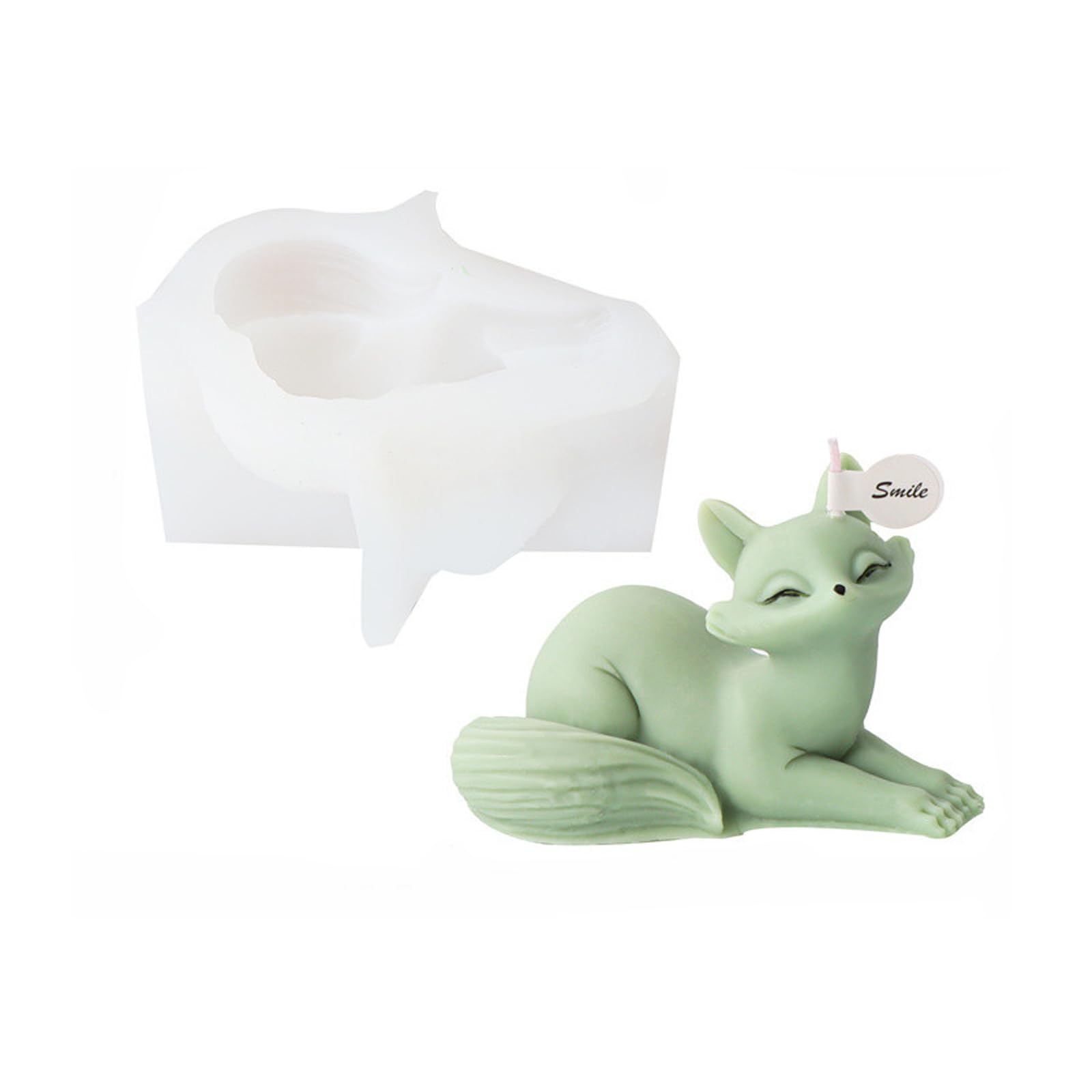 Xidmold Fox Candle Mould, Animal Fox Silicone Mold for Fondant, Soy Wax Candle, Soap, Plaster, Epoxy Resin, DIY Crafts (A)