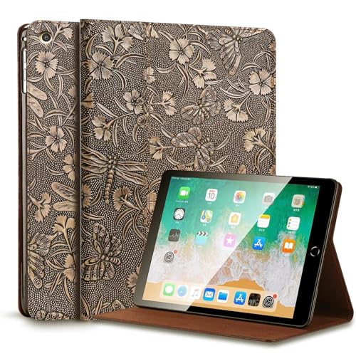 Coque iPad 10.2 pouces étui cuir véritable housse de protection antichoc stand