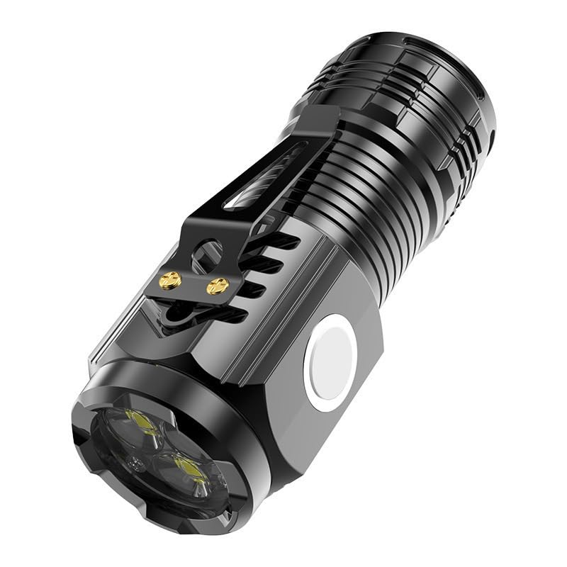 SLIVERSET Portable Rechargeable Flashlight, LED, Black, Rechargeable, Waterproof, Compact, High Brightness, Camping, Home, Portable