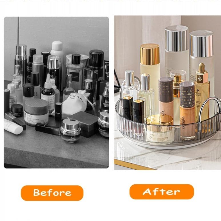 Makeup Organizer for Vanity, 360° Rotating Bathroom Organizer Countertop, High-Capacity Skincare Organizer, Spinning Cosmetics Organizer for Dresser Countertop (1 Tier, Grey) - Image 5